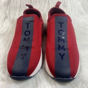 Tommy Hilfiger sneakers fiery red and navy blue for women size 8.